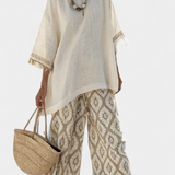 Boho Chic Daisy Set: Duga Bluza i Printane Hlače za Jedinstveni Stil