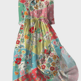 Višebojna Cvjetna Haljina u Patchwork Stilu